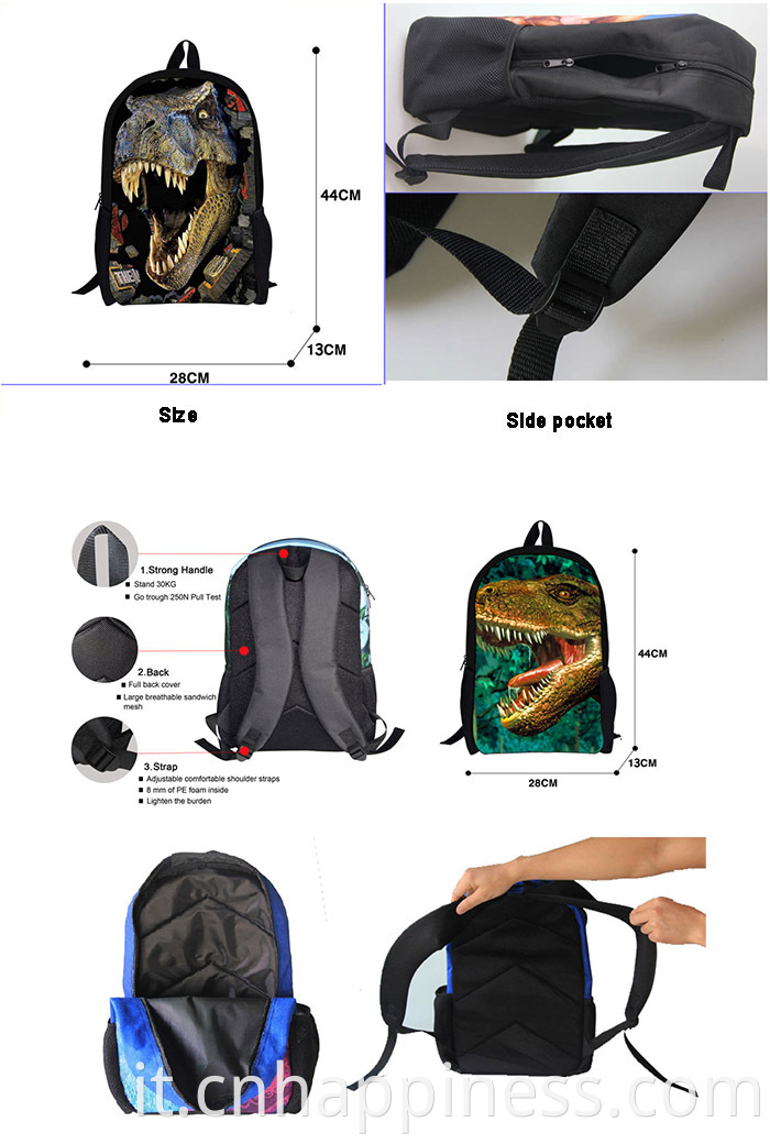 Approvato da Walmart 3D Stamping Backpack Teenagers Backpack Advertising School Borse per adolescenti